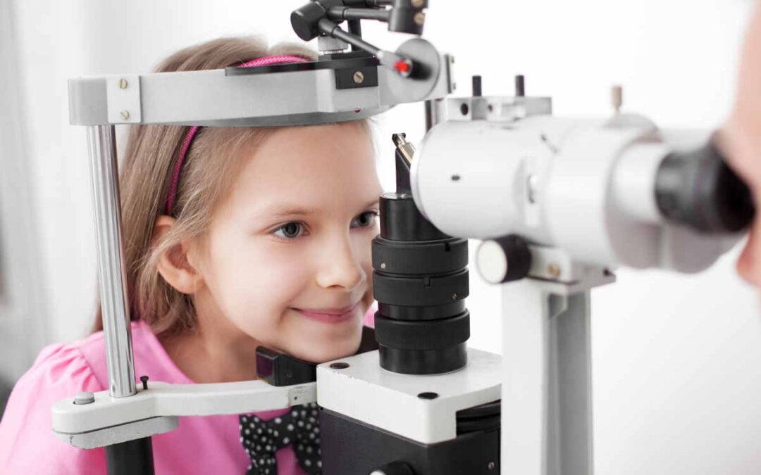 young child getting their first back to school eye exam